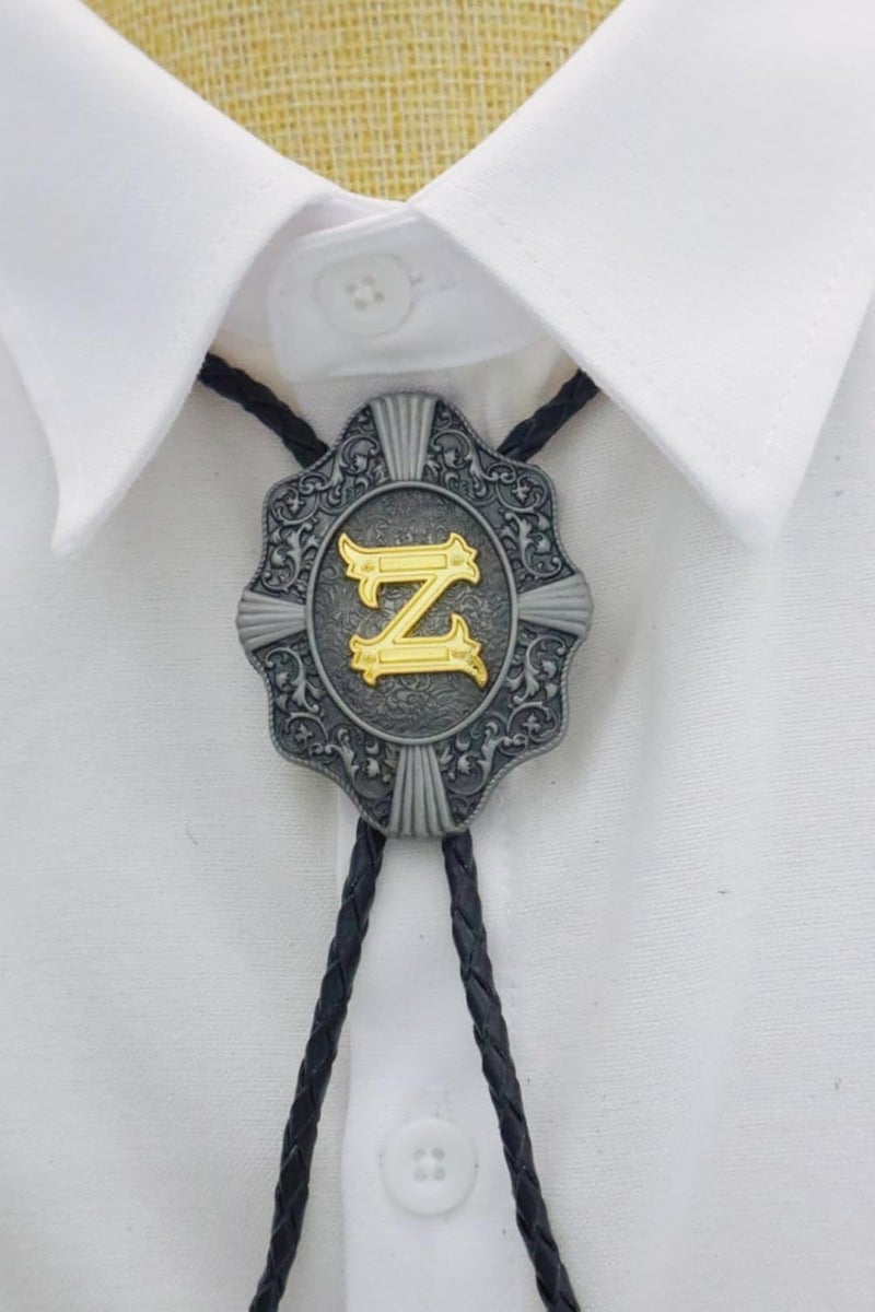 KECOL Western Letter Bolo Tie Cowboy Aalphabet A to Z Neckties Necklace for Men Women - Image 3